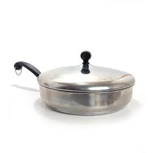 Farberware Stainless Steel Aluminum Clad Frying Pan Skillet 10 Inch With Lid VTG